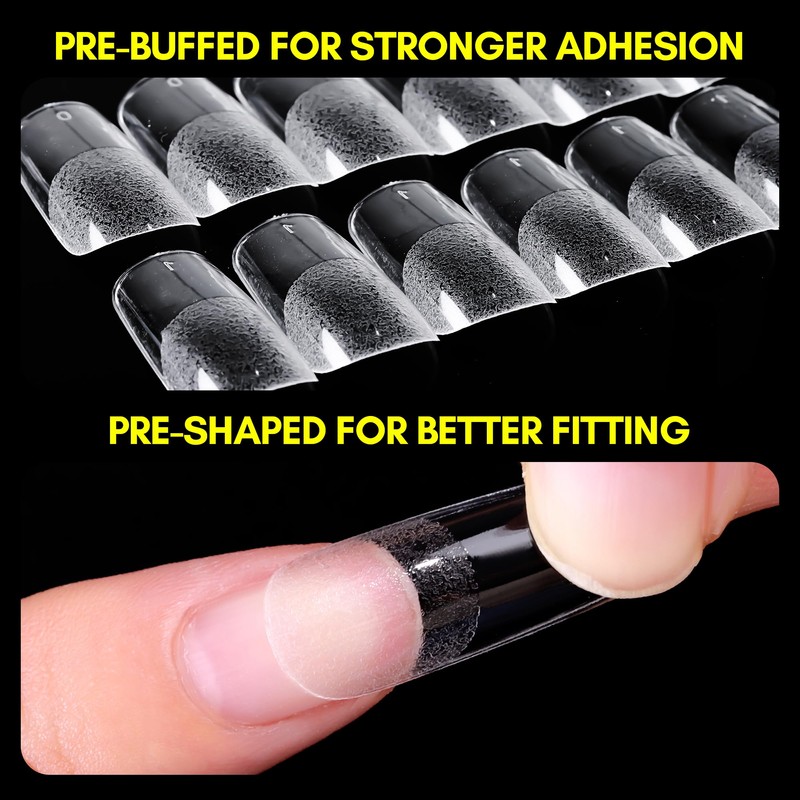 Makartt Medium Square Fake Nail Tips: 120pcs Clear Full Cover