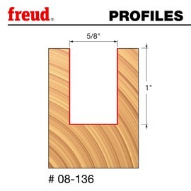 Freud 08-136: 5/8" (Dia.) Double Flute Straight Bit with 3/8" Shank