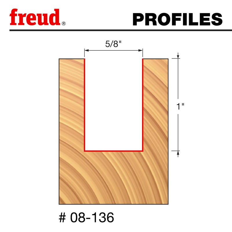 Freud 08-136: 5/8" (Dia.) Double Flute Straight Bit with 3/8"