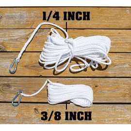 SGT KNOTS - Polypropylene Braided Anchor Rope Hollow Braid Boat Anchor Line with Spring Snap Hook - Lines for Marine Use, Fishing, Small Boats (3/8 in x 100 ft)