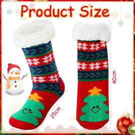 SATINIOR 3 Pairs Christmas Slipper Socks Winter Slipper Nonslip Fluffy Fleece Slipper Sock with Grippers for Women Gift (Cute)