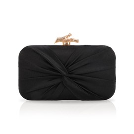 Jywmsc Women Satin Bow Clutch Purses Formal Evening Handbags for Wedding Prom Party Club, black, 风格