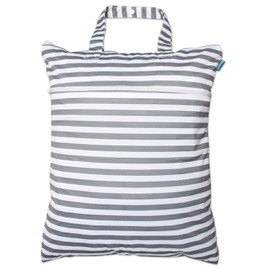 Teamoy Travel Nappy Bag Hanging for Wet and Dry Clothes, Nappy Cloth Dirty Clothes Organiser with Two Zips, Washable and Waterproof Material, Grey Wave