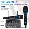 ZERFUN 2 Channel Rechargeable Wireless Microphone System, Pro UHF Metal