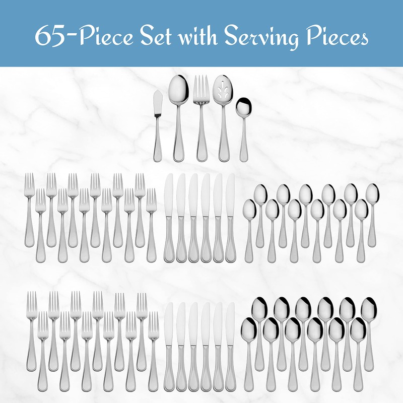 Mikasa Bravo Flatware Set for 12, 65 Piece 18/10 Stainless