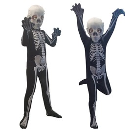 Giyomi Halloween Kids Skull Cosplay Costume, Horror Style, Kids Skull Suit, Boys, Skull, Ghosted, Skeleton Style, Horror, Costume, Cute, Skull Full Body Tights, Skull Children's Clothing, Event,