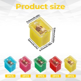 10 Pcs Versatile Automotive Fuse Assortment Car Square Fuse Combination Low Profile Box Shaped Micro Cartridge Fuses Vehicle Micro Fuses for Car SUV RV Truck (20A 30A 40A 50A 60A)