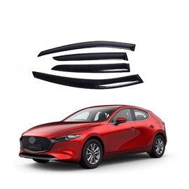 WhiteDeer ZH Durable Window Deflectors Rain Guards for Mazda 3 Sedan Hatchback 2019-2023 Side Window Visor Rain Guards Sun Rain Deflector Visor 4 Pieces Tape-On 2mm Thickened