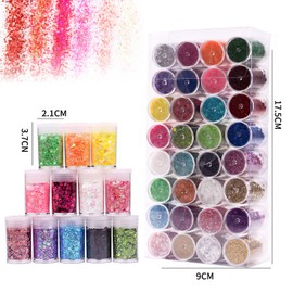 Nuangoo 32-Piece Craft Glitter Set, Colours Glitter Powder Set for Crafts for Decoration, Nail Art, Cards, Paper, Party, DIY (7.6 g)