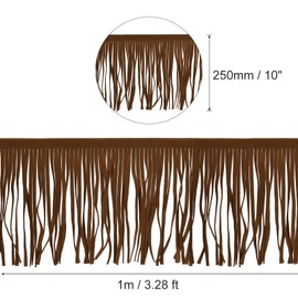 sourcing map 1 Yard 10 Inch PU Leather Fringe Trim Double Side Leather Sewing Tassel Fringe for DIY Sewing Dress Crafts Skirt Decoration, Coffee Brown