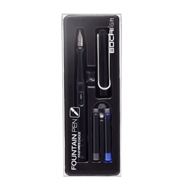 Pluma Estilográfica Recargable con Cartucho de Tinta, en Acero Inoxidable Cromado, Juego de Escritura con Punta de 0,38 Mm, Ideal para Escritura y Dibujo
