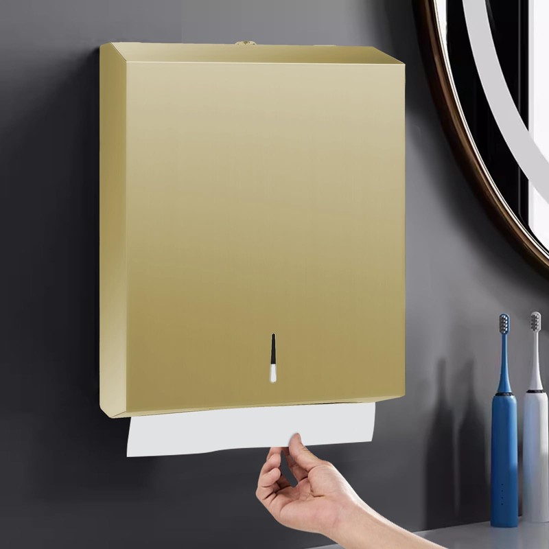 Stardrix Paper Towel Dispenser Wall Mount, Brushed Gold Stainless Steel