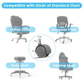Office Chair Casters Wheels-Set of 5,Universal Size 2 inch Office Chair Caster Wheels,Quick & Quiet Rolling Heavy Duty Caster Wheels,Safe for All Floor or Carpet(Grey)