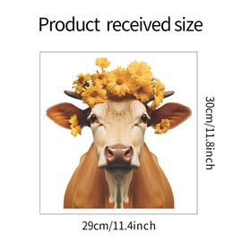 Cow Sunflower Stickers Wall Decals Peel and Stick for Nursery Removable Vinyl Funny Farm Animals Flower Wall Decor Window Decal for Playing Room Bedroom Living Room Decorations