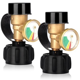 Llamaviva 2 PCS Propane Tank Gauge with Leak Detector - Universal Level Indicator for 5-40lb Tanks, Camping Stoves, BBQ Grills, Heater, QCC1/Type 1 Connection (2-Pack)​​