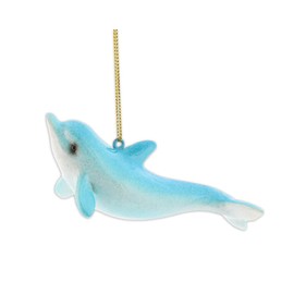 The Bridge Collection 4.5" Beautiful Blue Dolphin Sea Animal Christmas Ornament - Coastal Blue Christmas at The Beach Dolphin Ornament