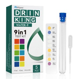 AAwipes Water Testing Kits for Drinking Water: 9 in 1 5 Strips with Alkalinity, Lead, pH, Hardness, Copper, Nitrate, Nitrite & Chlorin (5)
