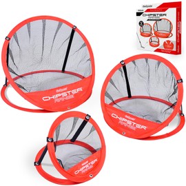 GoSports CHIPSTER Range - 3 Piece Golf Chipping Practice Net Target System with Carrying Case, Red