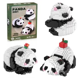Hpbaggy 3-in-1 Panda Building Blocks Set, Cute Panda Bricks, Animal Building Block Set, Clamping Building Blocks Animal Set, Mini Animals Building Blocks Set, Gifts for Adults, Children, for Children