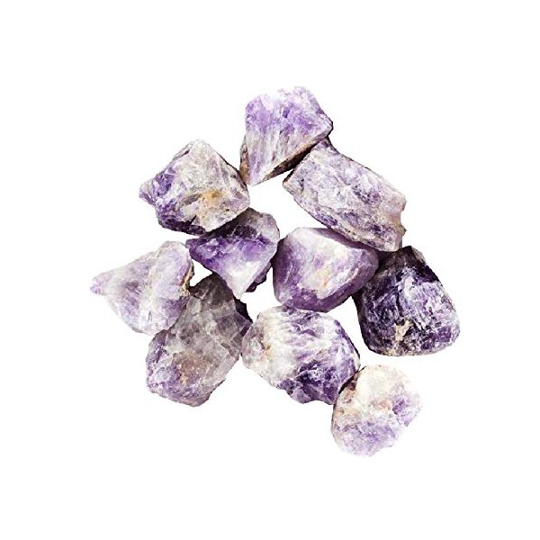 CircuitOffice 10 Piece Natural Madagascar Amethyst Rough Stones, 1-2" Size, For Wire Wrapping, Polishing, Tumbling, Wicca, Reiki, Healing, Metaphysical, Chakra, Positive Energy and Meditation