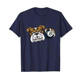 Bulldog Dog Angry Billiards Pool Cartoon Character T-Shirt for Men Women Kids