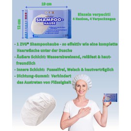ZVG zetMedica 4 x Disposable Shampoo Caps - Shampoo Hood - Waterless Hair Wash - Medical Grade - Dermatest Certified and Skin Friendly - Includes Drying Cloth (Pack of 4)