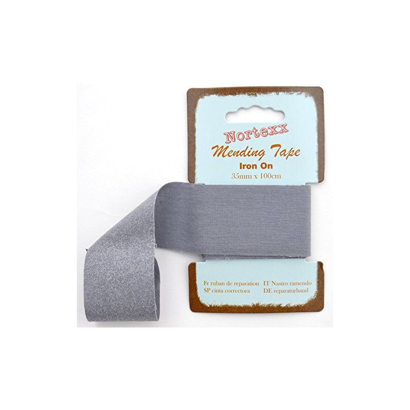 Nortexx Iron On Repair Tape-Grey, 100% Cotton, 14 x 8