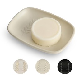 ZIVONA Ceramic Soap Dish for Bathroom, Bar Soap Holder with Elevated Ridges - Keeps Soap Dry, Premium Porcelain Dish, Elegant Modern Decor for Vanity Sink, Shower (White)