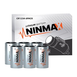 NINMAX® CR123A 3V Lithium Battery 6 Pack, No.1 1700mAh 3 Volt High Power 123A Lithium Batteries for High-Intensity Flashlights, Home Security Devices, and More
