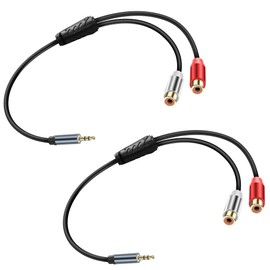 JSADZKJ 3.5mm L/R Jack Y Splitter Stereo Audio Cable 3.5mm Male Audio Cable 1/8 Headphone Jack to L/R Plug Connector Stereo Cable for Mobile Phone MP3 Tablet Speaker 2PCS