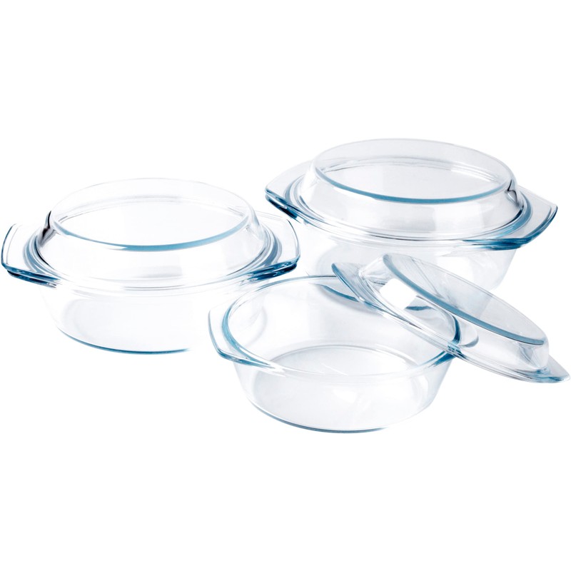 HUSANMP Set of 6 Pieces Round Tempered Glass Casserole Dish