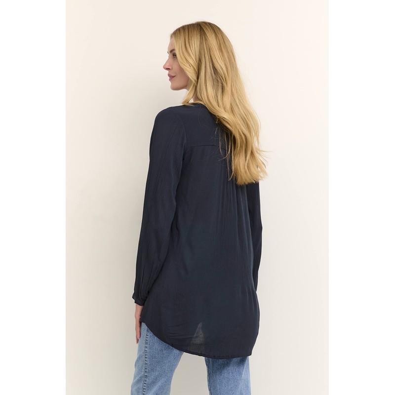 Kaffe Women's's Amber V-Neck Tunic Blouse, Blue (Midnight Marine 52737),