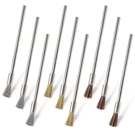 Wire Brushes, Stainless Steel Wire Brush for Drills, 9 Pieces, 3 Colours, 3 mm Wire Brush, Small Wire Brush, Stainless Steel Wire Brush for Cleaning Rust, Corrosion, Dirt Paint
