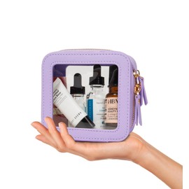 LETGO Clear Makeup Bags, TSA Approved Toiletry Bag with Zipper, Clear Makeup Organizer Fit Carry-on Travel Essentials,Clear Cosmetic Bags for Women Men (0-Mini-Purple)