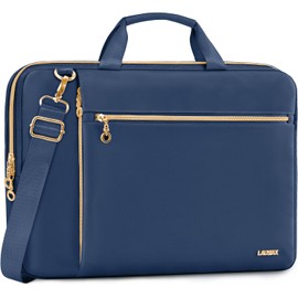 Lausiax Laptop Case Bag Women Men Computer Sleeve Compatible with MacBook/Dell/HP/Acer/ASUS/LG, Waterproof Shoulder Carrying Briefcase, Blue, 17-17.3 Inch