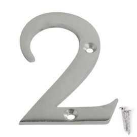 SISI UK® Satin Chrome Front House Door Numbers & Letters 3'' with Screws (Number 2)