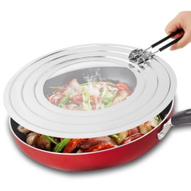 Stainless Steel Splatter Screen for Frying Pan, Collapsible Grease Splatter Guard with Folding Insulated Handle for Fry Pans, Cover Oil Splash from Bacon, Oil or Deep Fryer(SIZE:11.81inch)