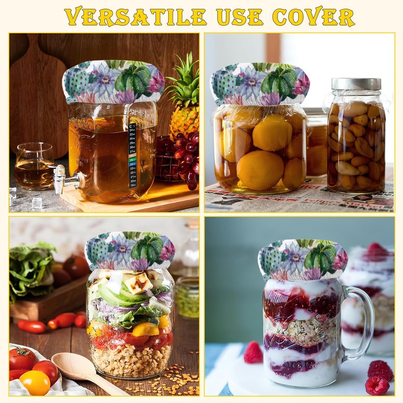 Cactus Flower Cloth Covers for Sourdough Starter Jars, Heat Preservation