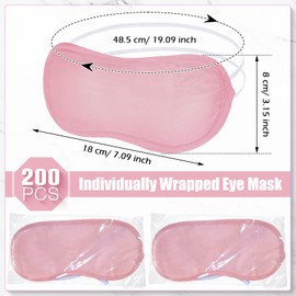 Tarpop 200 Pcs Eye Mask Sleeping Blindfold Eye Cover with Adjustable Strap for Games Party Team Building Travel Individually Wrapped Sleep Eye Cover for Women Men Kids (Pink)