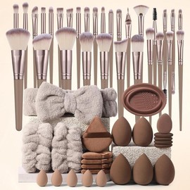 Professional Makeup Tools Set, 54pcs/set Cosmetic Brush & Sponge & Puff & Headband & Brush Cleaning Bowl Set, Multi-use Facial Makeup & Cleaning Accessories, Makeup Brushes Kits, Makeup Brush Cleaner