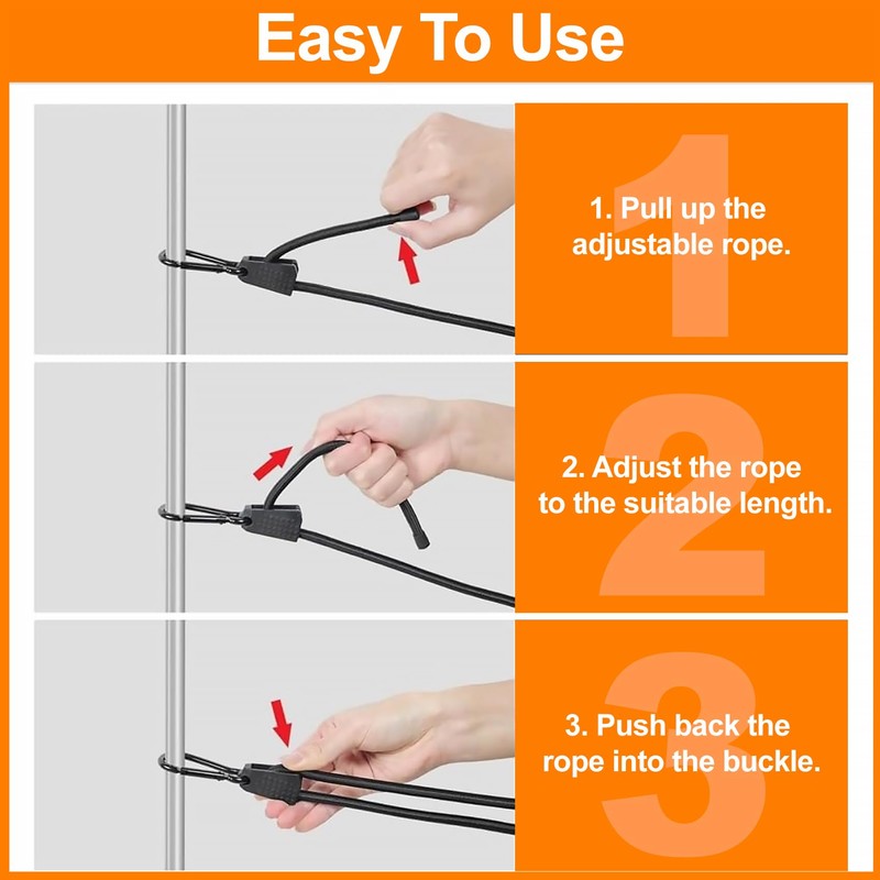 Alrens 4pcs Bungee Cords with Carabiner Clips 100CM/40Inch Short Bungee