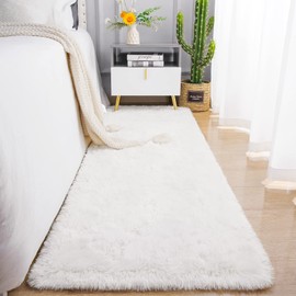 Chicrug Soft Runner Rug for Bedroom Living Room Plush Fluffy Rug 2x6 Feet, Shag Furry Runner Rug Carpet Non Shedding for Nursery Children Kids Girls Room Home Decorative, Cream