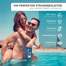 ONEFLOW wasserdichte Handy-Hülle für Poco X7 | Touch- & Kamera-Fenster + Armband und Schlaufe zum Umhängen, Blau (Aqua-Blue)