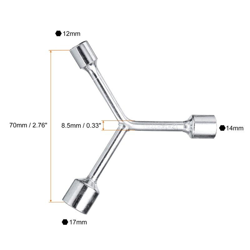 QUARKZMAN Y-shaped 3-way socket wrench, 12 mm, 14 mm, 17