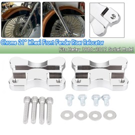 Unbranded Chrome CNC Front Fender Riser Relocator Kit For Harley Softail FLSTC 21" Wheel