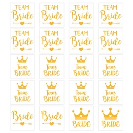 ZORVUJI Team Bride Tattoos Set Gold, 20 Temporary JGA Tattoos Women, Hen Party Accessories for Wedding, Team Bride and Bride Tattoos Decoration