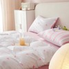 Bildenly Duvet Cover King Size White Pink Love Heart Striped