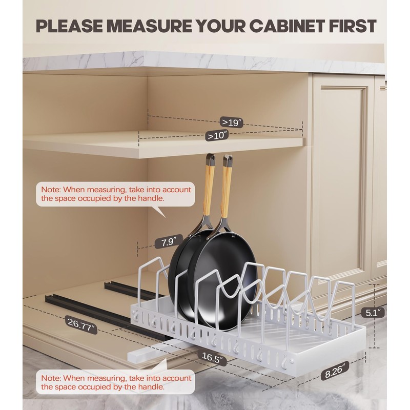 Lozovin Pull Out Pots and Pans Organizer Under Cabinet, Sliding