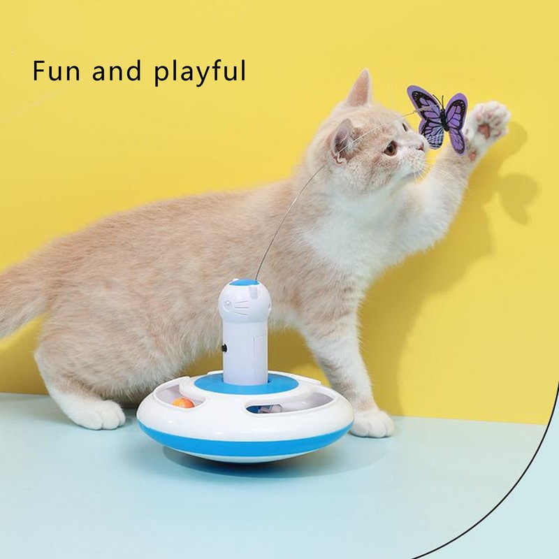 Automatic Electric Rotating Butterfly Toy Funny Cat Teaser Toys with