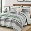 Dintszyayue Quilt Queen Size Sage Green, 3 Pieces Boho Striped
